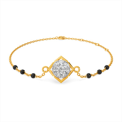 Minimal Square Motif 9KT Gold Laboratory Grown Diamond Mangalsutra Bracelet
