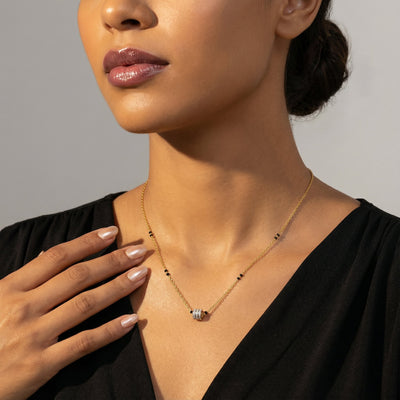 Lattice Gleam 9KT Gold Laboratory Grown Diamond Mangalsutra