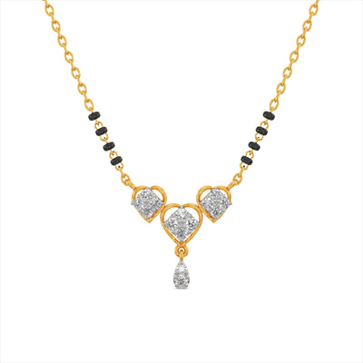 Heart Trio 9KT Gold Laboratory Grown Diamond Mangalsutra