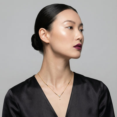 Elara Flow 9KT Gold Laboratory Grown Diamond Mangalsutra