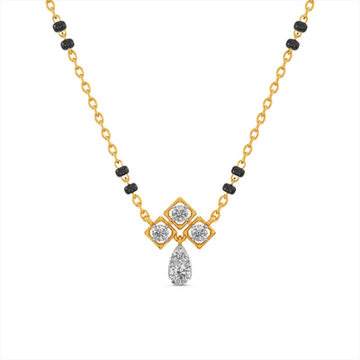 Geometric Drop 9KT Gold Laboratory Grown Diamond Mangalsutra