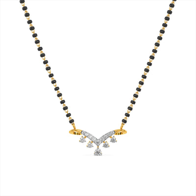 Crescent Arc Drop 9KT Gold Laboratory Grown Diamond Mangalsutra