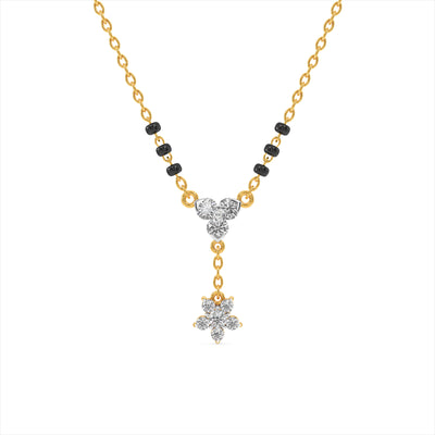 Dainty Flower 9KT Gold Laboratory Grown Diamond Mangalsutra