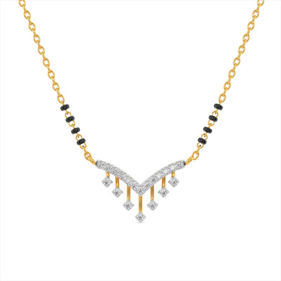 Crown Drop 9KT Gold Laboratory Grown Diamond Mangalsutra