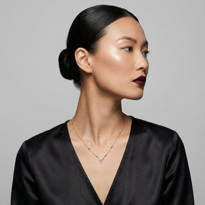 Floral Grace Y Curve 9KT Laboratory Grown Diamond Mangalsutra
