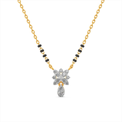 Floral Drop 9KT Gold Laboratory Grown Diamond Mangalsutra