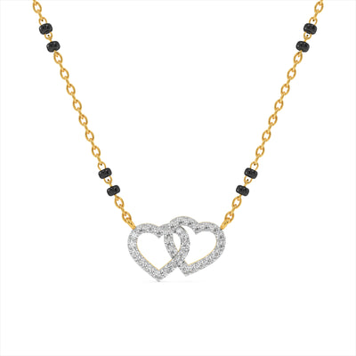 Double Heart 9KT Laboratory-Grown Diamond Mangalsutra