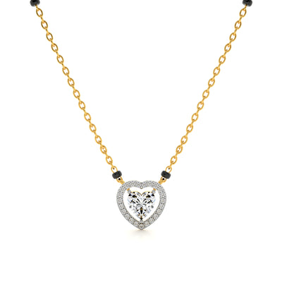 Dual Heart Shaped 9KT Gold Laboratory Grown Diamond Mangalsutra