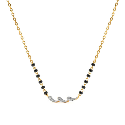 Delicate Curved 9KT Gold Laboratory Grown Diamond Mangalsutra