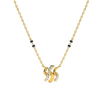 Twist Wave 9KT Gold Laboratory Grown Diamond Mangalsutra
