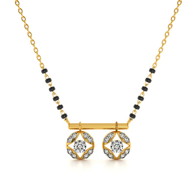 Classic Floral Halo 9KT Gold Laboratory Grown Diamond Mangalsutra