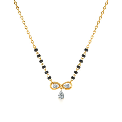 Infinity Bow Drop 9KT Gold Laboratory Grown Diamond Mangalsutra