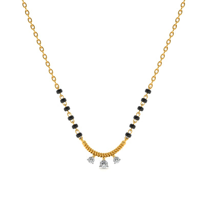 Crescent Bond 9KT Gold Laboratory Grown Diamond Mangalsutra