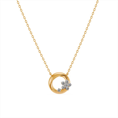 Gilded Petal Orbit 9KT Gold Laboratory Grown Diamond Necklace
