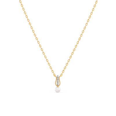 Pearl Drop 9KT Gold Laboratory Grown Diamond Necklace