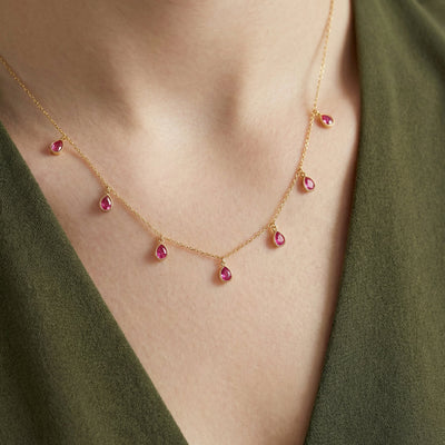 Rubellite 9KT Gold Necklace
