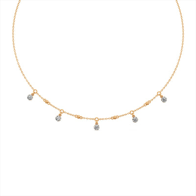 Graceful 9KT Gold Laboratory Grown Diamond Station Necklace