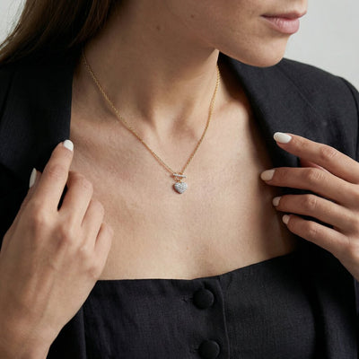 Cluster Heart 9KT Gold Laboratory Grown Diamond Necklace