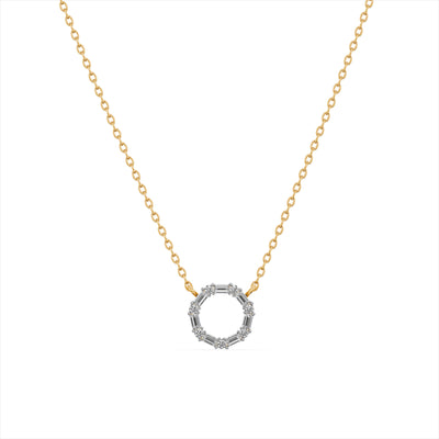 Glittery Circle 9KT Gold Laboratory Grown Diamond Necklace