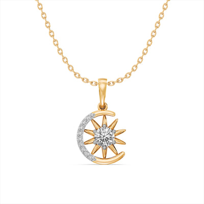 Sun in Moon 9KT Gold Laboratory Grown Diamond Necklace