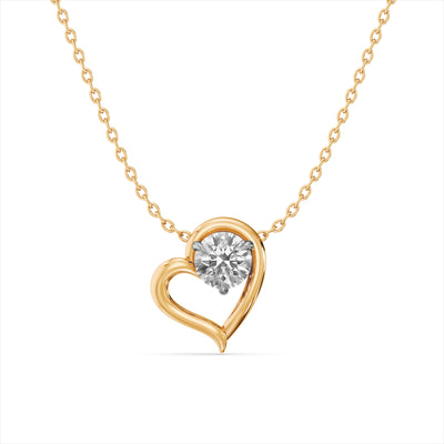 Cute Heart 9KT Gold Laboratory Grown Diamond Necklace