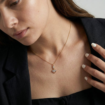 Heart Drop 9KT Gold Laboratory Grown Diamond Necklace