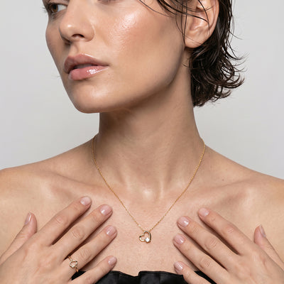 Sculpted Heart Orbit 9KT Gold Laboratory Grown Diamond Necklace