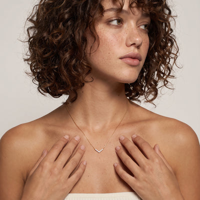 Crystal Chevron 9KT Gold Laboratory Grown Diamond Necklace