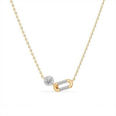 Sculpted Link 9KT Gold Laboratory Grown Diamond Necklace