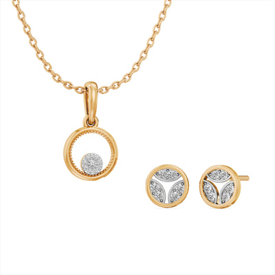 Solstice Round 9KT Gold Laboratory Grown Diamond Pendant Set