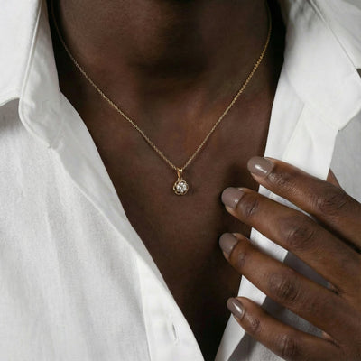 Radiant Swirl 9KT Gold Laboratory Grown Diamond Pendant