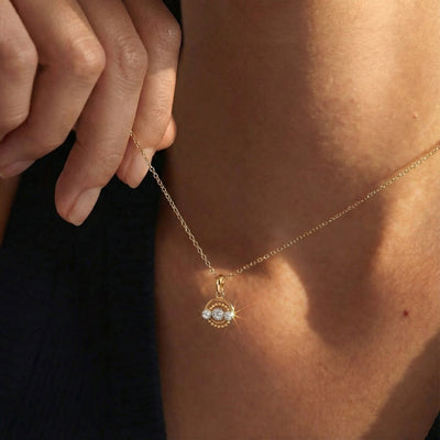 Triple Halo Motif 9KT Gold Laboratory Grown Diamond Pendant