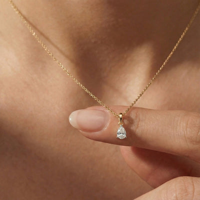 Briolette 9KT Gold Laboratory Grown Diamond Pendant
