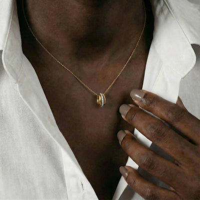 Triple Bar 9KT Gold Laboratory Grown Diamond Pendant