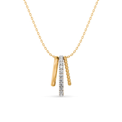 Triple Bar 9KT Gold Laboratory Grown Diamond Pendant