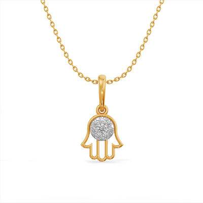 Hamsa 9KT Gold Laboratory Grown Diamond Pendant