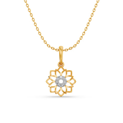 Aesthetic Flower 9KT Gold Laboratory Grown Diamond Pendant