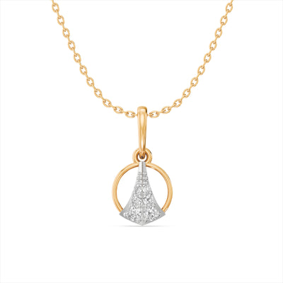 Cone in Circle 9KT Gold Laboratory Grown Diamond Pendant