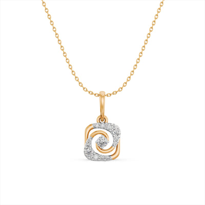 Swirl Square 9KT Gold Laboratory Grown Diamond Pendant