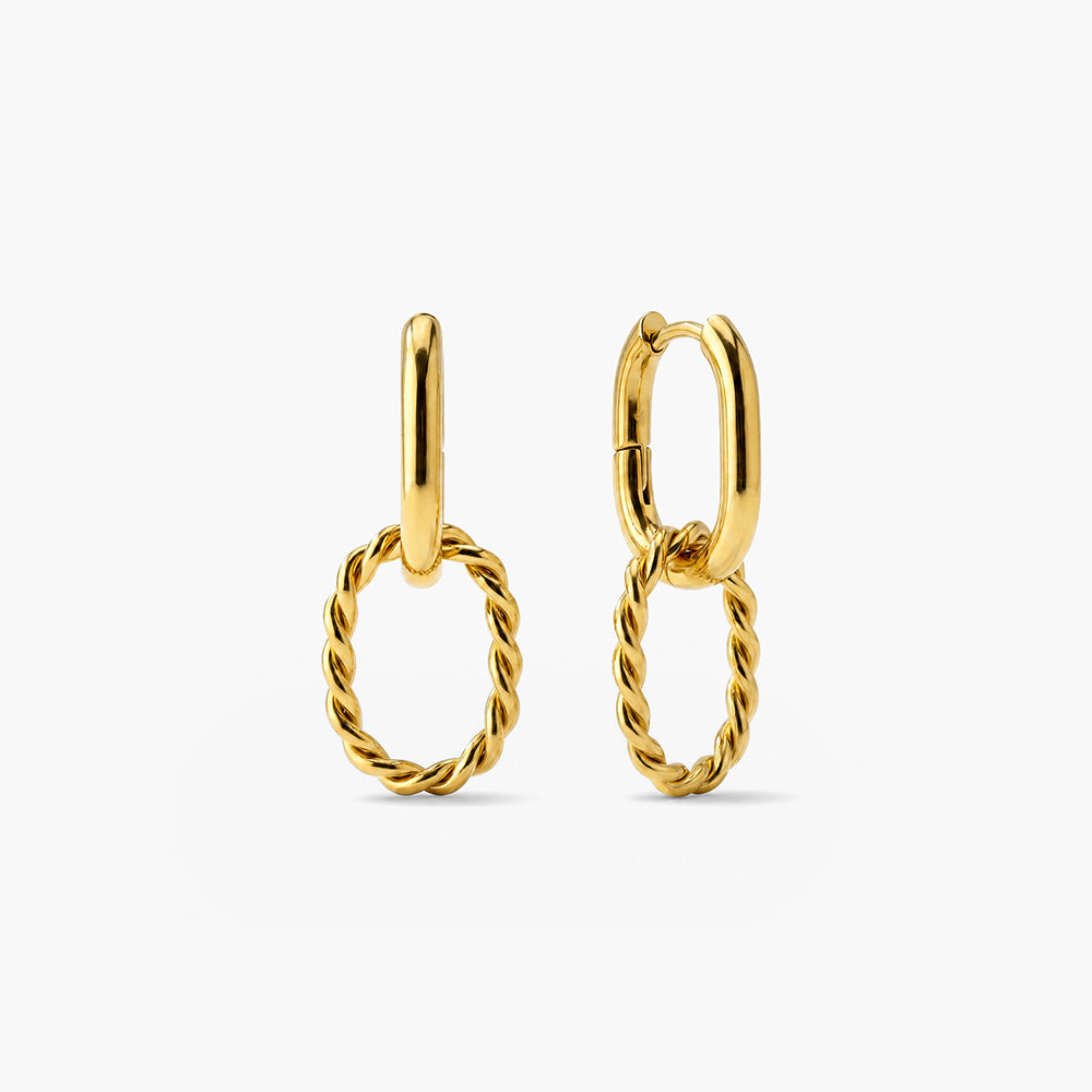 Double Rings Hoop Drop Earrings