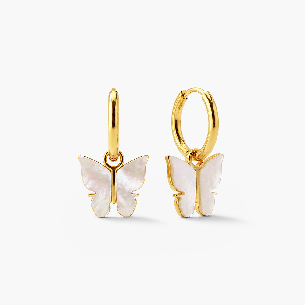 Annabelle Butterfly Drop Hoop Earrings