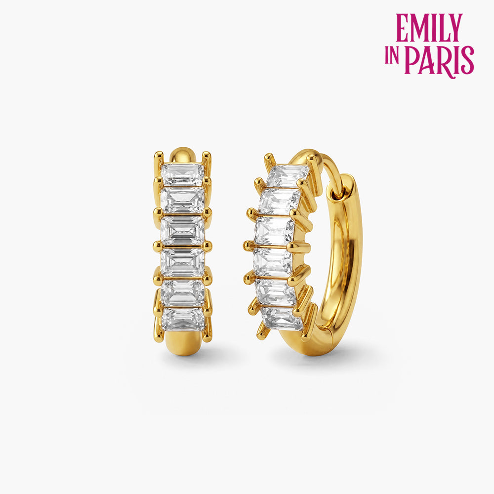 Gold Stone Studded Hoop Earrings