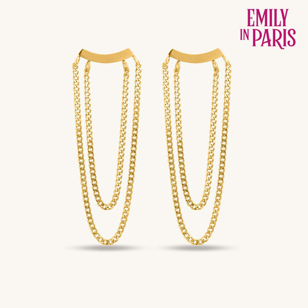 Gold Layered Chain Dangler Earrings