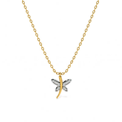 Dancing Dragonfly 9KT Gold Laboratory Grown Diamond Necklace