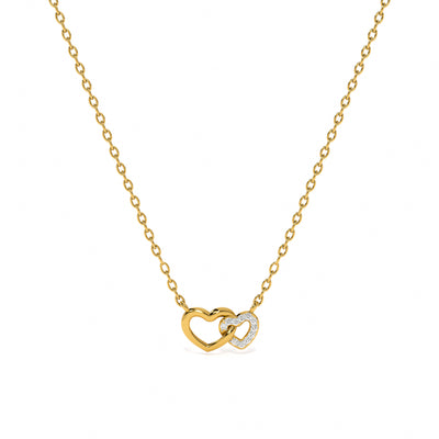 Two Hearts Together 9KT Gold Laboratory Grown Diamond Necklace