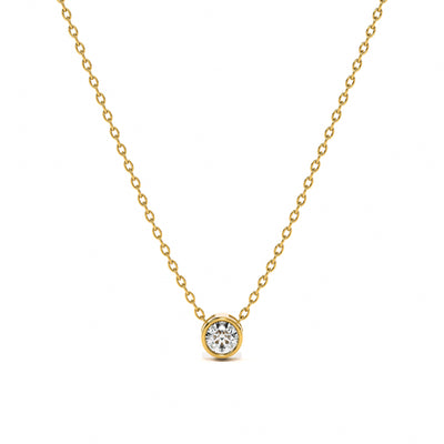 Bezel 9KT Gold Laboratory Grown Diamond Solitaire Pendant