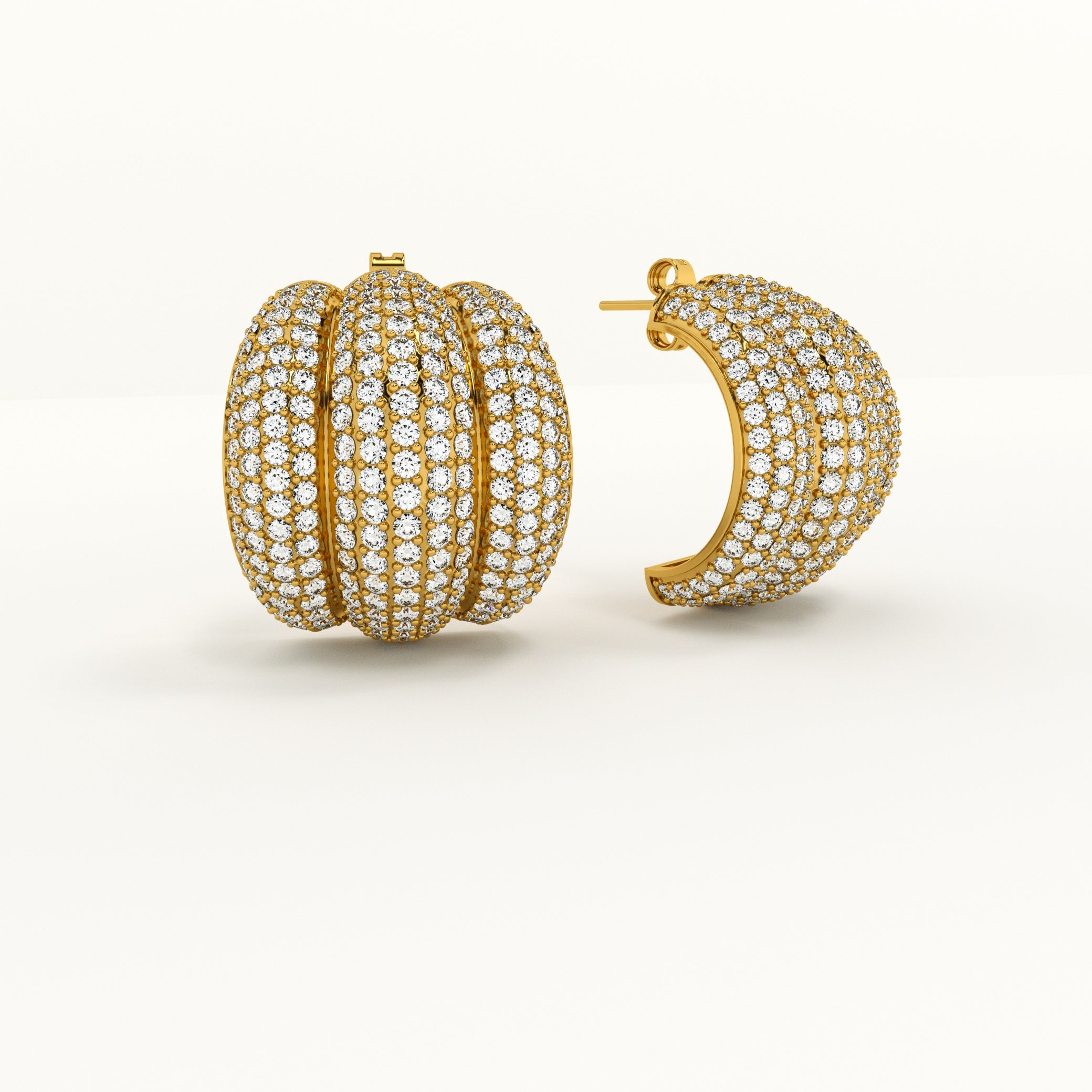 Triple C Diamond Hoop Earrings