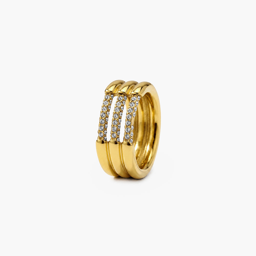 Solitaire Layered Harmony Ring