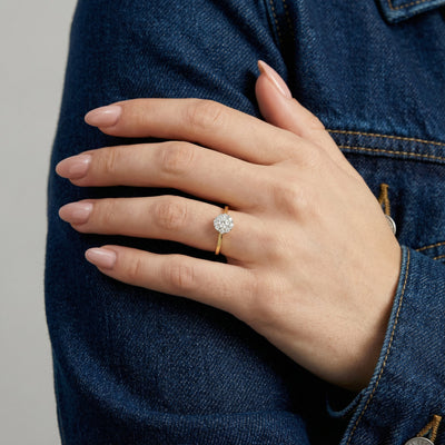 Nine Stone Cluster 9KT Gold Laboratory Grown Diamond Ring