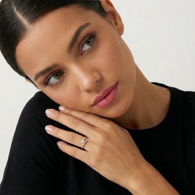 Asymmetrical Pave 9KT Gold Laboratory Grown Diamond Ring